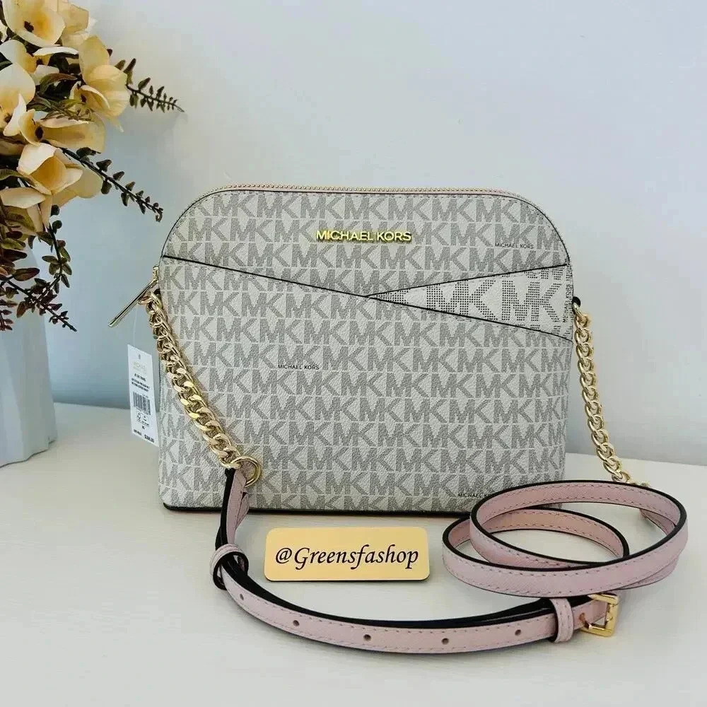 Michael Kors Jet Set Travel Medium Logo Dome Crossbody Bag MK